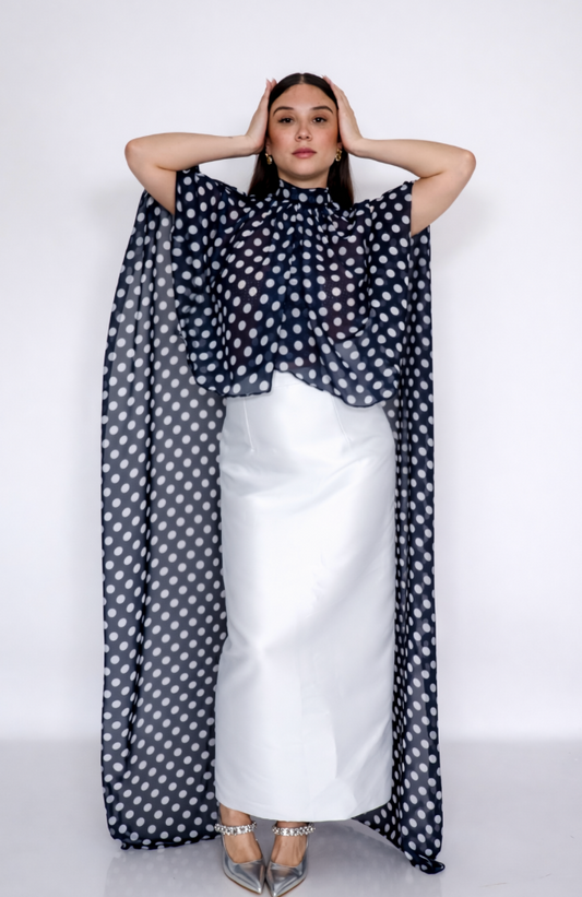 Polka Chiffon Cape Top