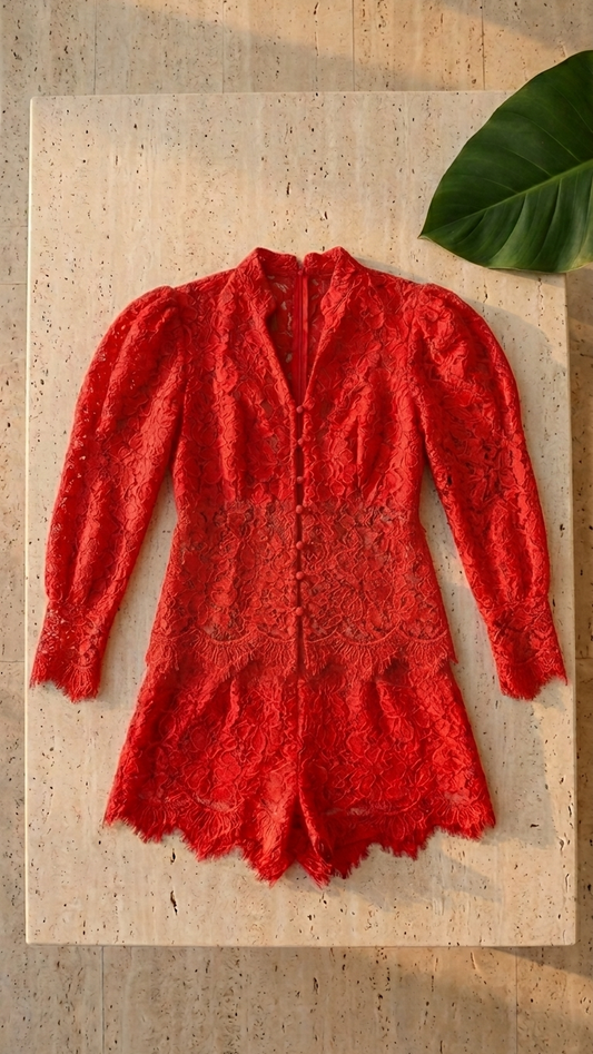 red lace set